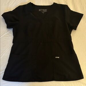 Grey's Anatomy V-Neck Black Scrub Top with Pockets